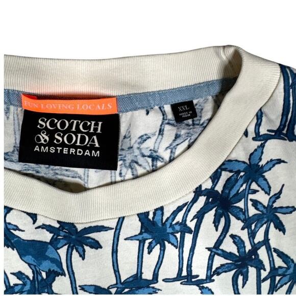 Scotch & Soda Men's 100% Organic Cotton T Shirt Bermuda Palm Print Size XXL - Picture 4 of 9
